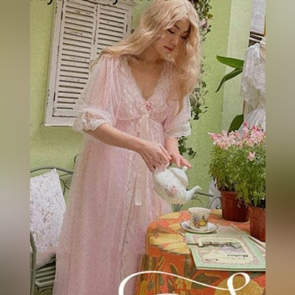 Vintage Kayser Babydoll Chemise Sleeping Set Barbiecore Dreamy Girlhoodcore Mesh - Picture 8 of 16